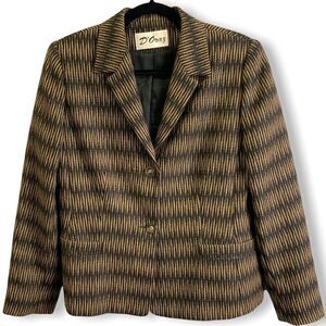 D’ORAZ Luxury Wool Alpaca Mohair Blend Lined Blazer MADE IN CANADA Sz 10